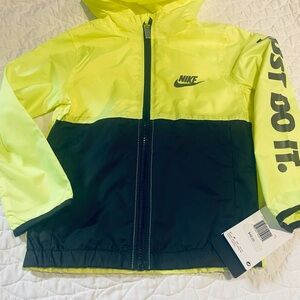 Nike Kids Neon Yellow & Black Hooded Windbreaker Jacket